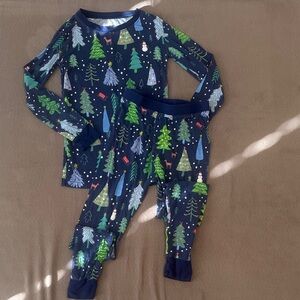 Little Sleepies Navy and Green Tree Pajama Set